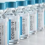 Close-up of bottles of COVID-19 vaccine